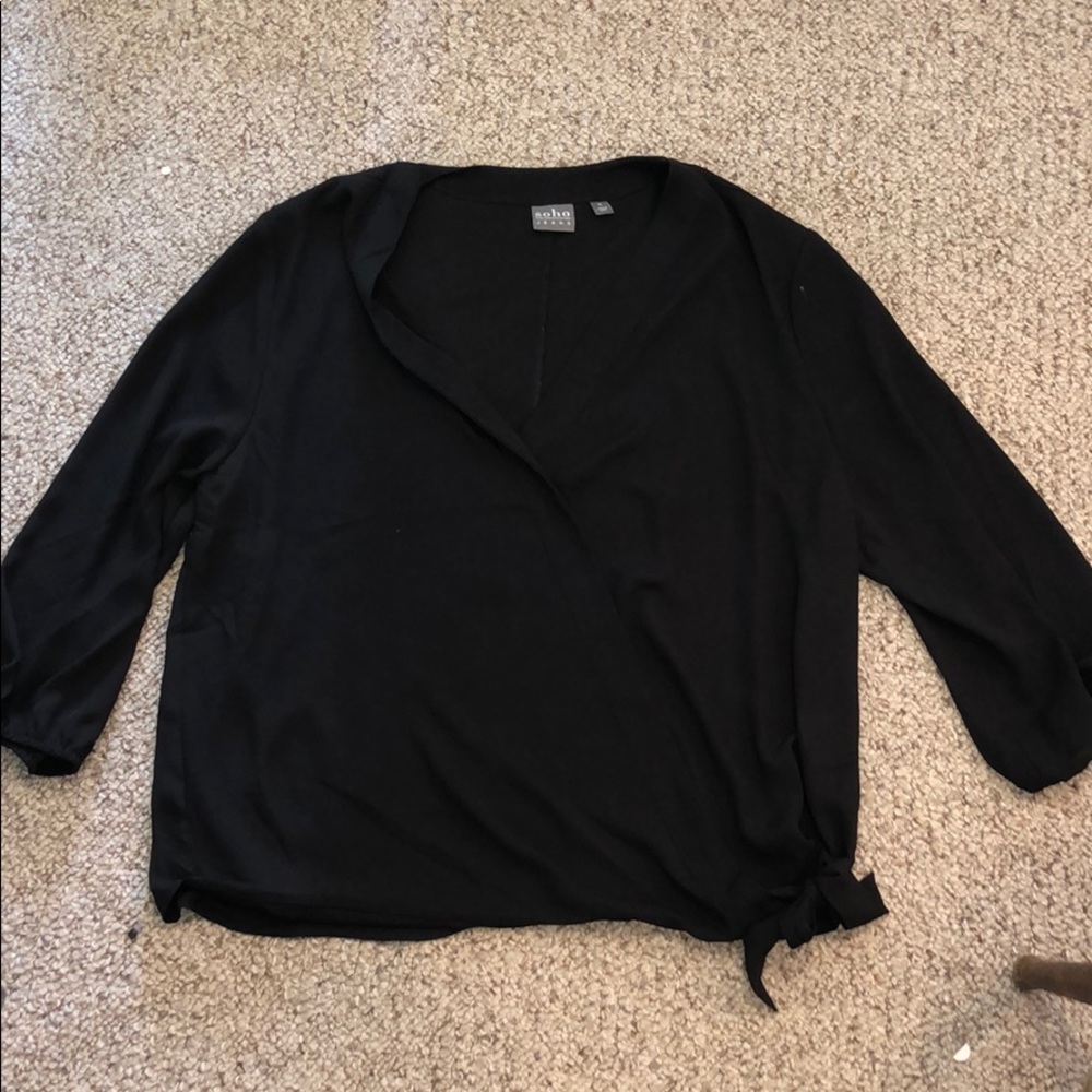 new york and company black ties blouse